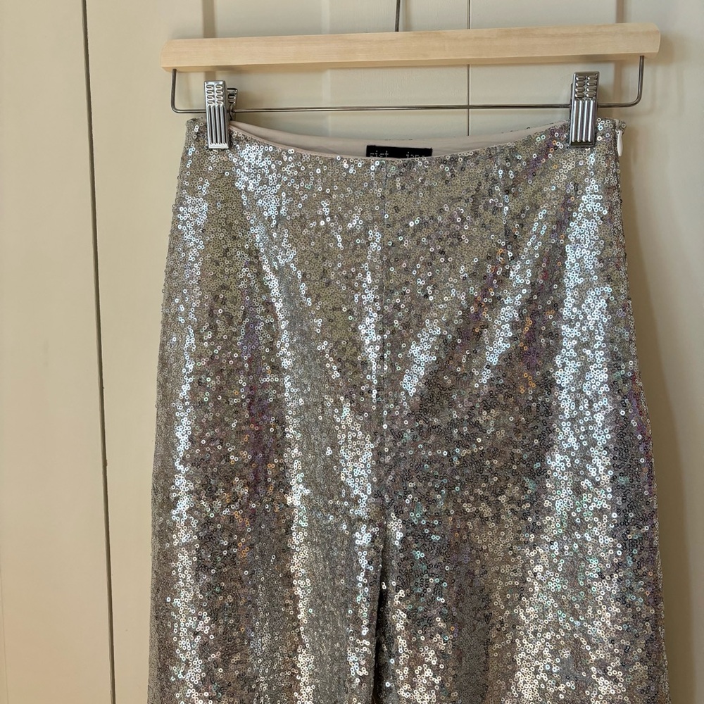 Sister Jane Size XS Sparkly Gray Sequin Wide Leg Pants